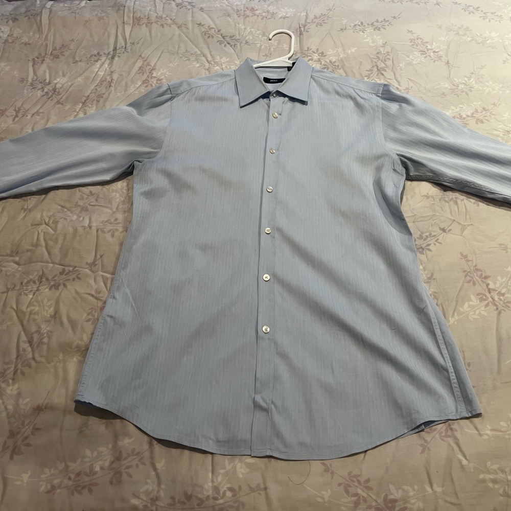 Hugo Boss Mens Blue Button Up